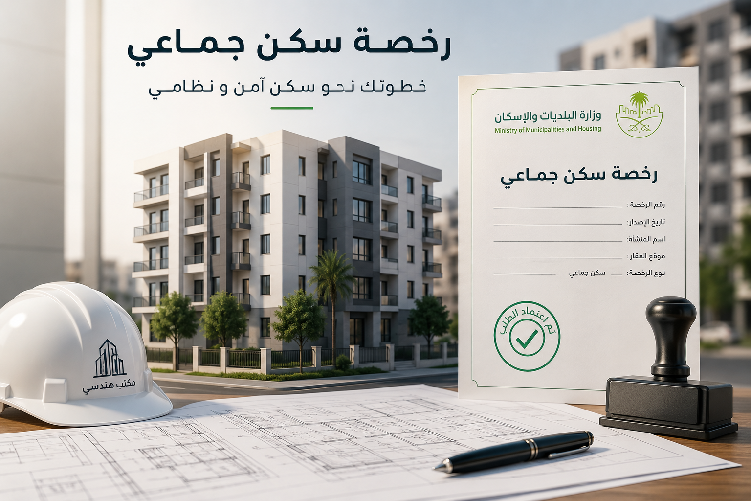 رخصة سكن جماعي في السعودية: الشروط، خطوات الإصدار، ودور المكتب الهندسي